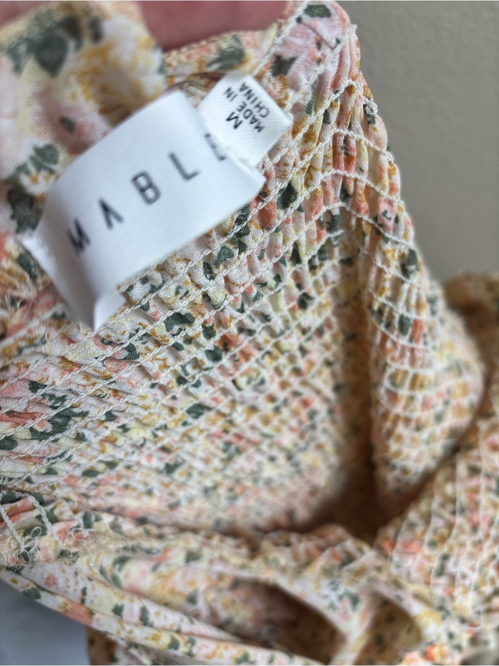 Mable Floral Smocked Midi Dress Cottagecore Puff Sleeve Ruffle Size M - Picture 2 of 3